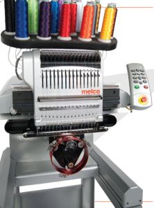 Промышленная одноголовочная вышивальная машина MELCO EMT16X со столом, набором пялец и операционной системой MOS